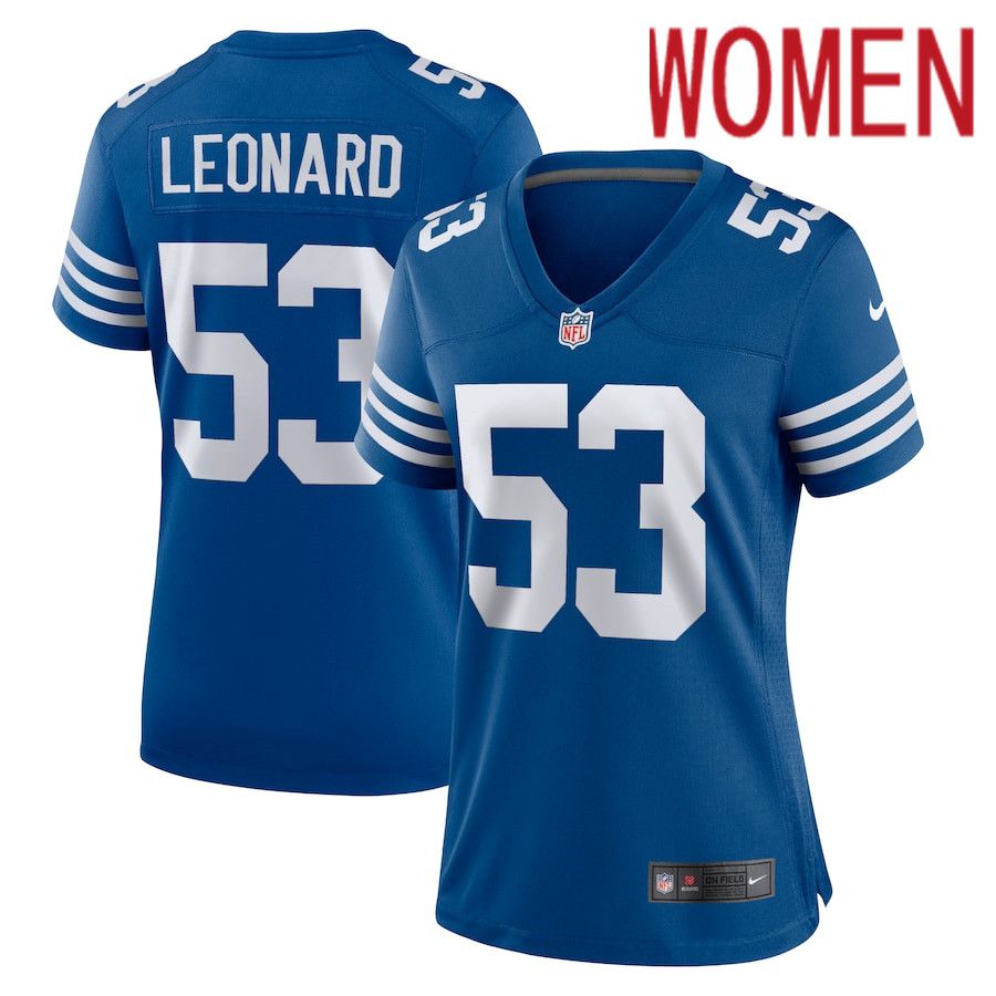 Women Indianapolis Colts #53 Darius Leonard Nike Royal Alternate Game NFL Jersey->women nfl jersey->Women Jersey